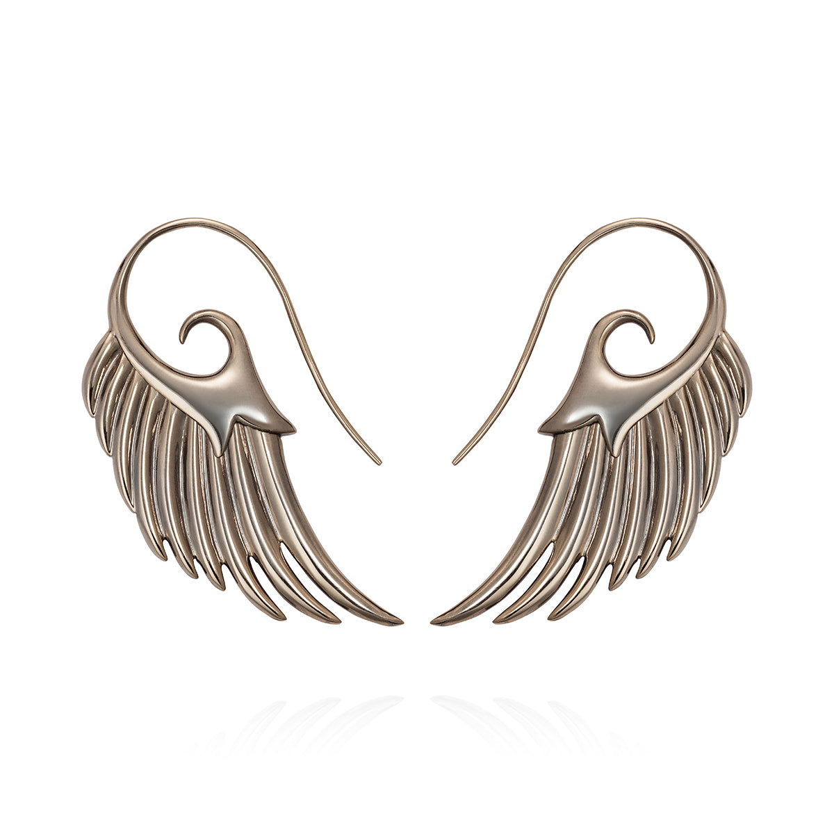 Noor Fares 925 Sterling Silver E-Coated Bronze Wings Earrings 