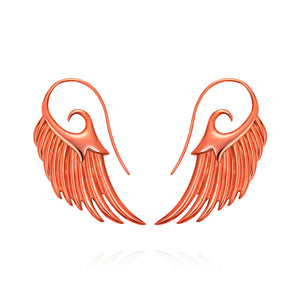 Noor Fares 925 Sterling Silver E-Coated Orange Wings Earrings 