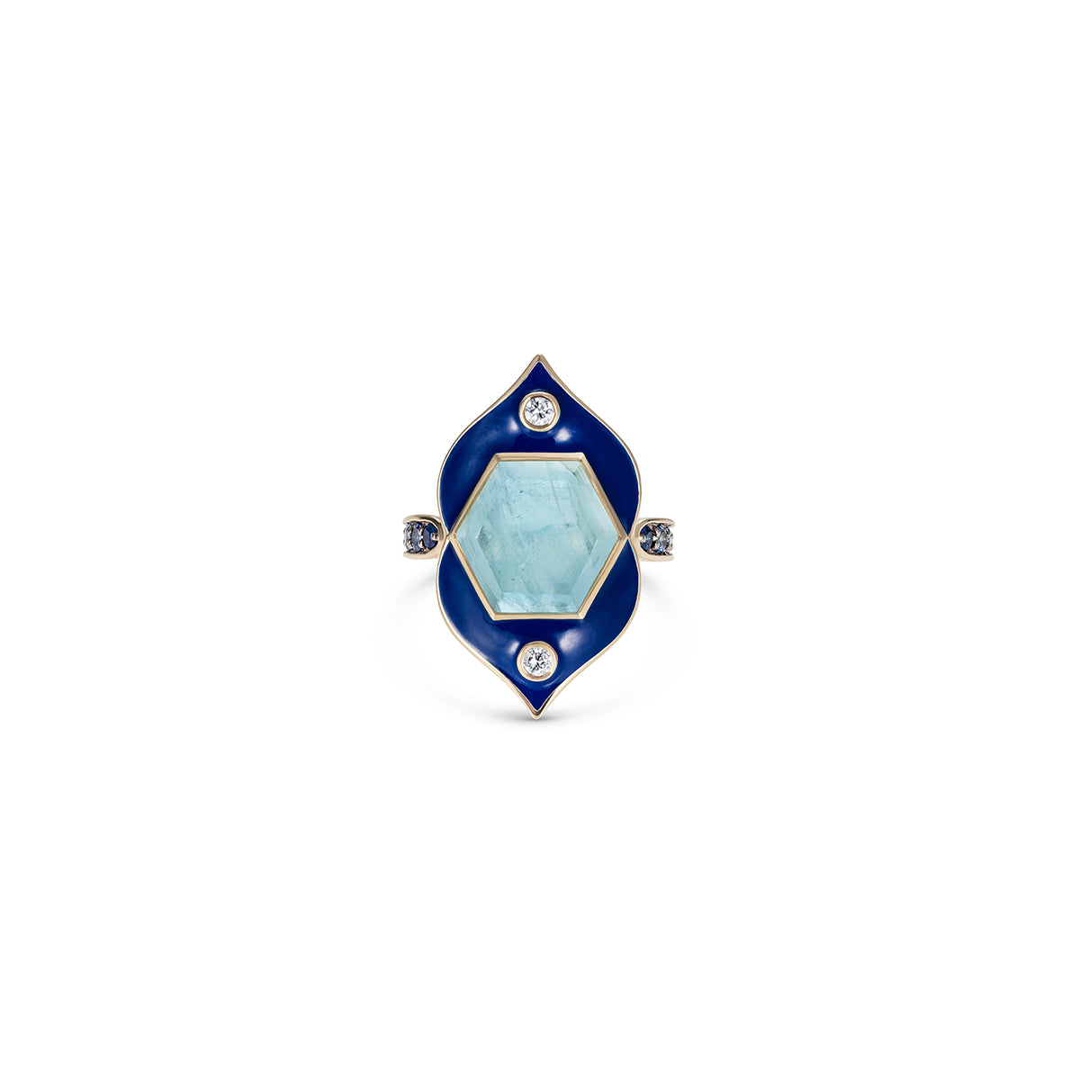 Noor Fares Samsara Enamel Aquamarine Diamond Sapphire Front 