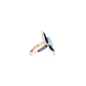 Noor Fares Samsara Enamel Aquamarine Diamond Sapphire Side