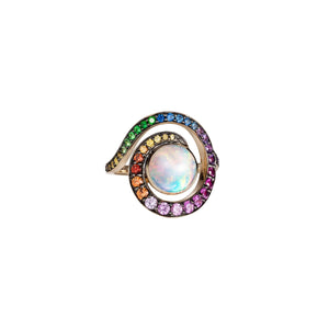 Rainbow Planet Spiral Opal Ring
