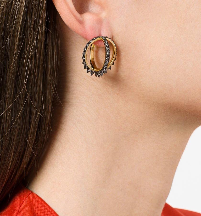 'Merkaba Creoles' diamond earrings