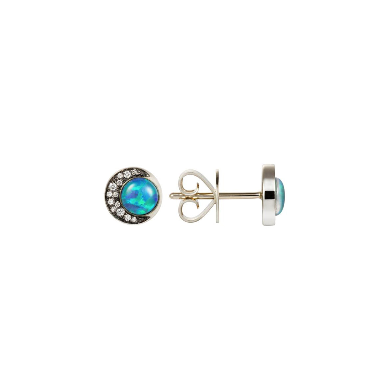18K Grey Gold Black Opal “Eclipse” Stud Earrings
