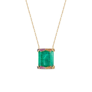 Bespoke Anahata Emerald Crystal Coloured Sapphire Amethyst Diamond Pendant