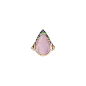 Noor Fares Lavender Quartz Ring with Pink Mother of Pearl and Coloured Sapphire Pavé  Edit alt text