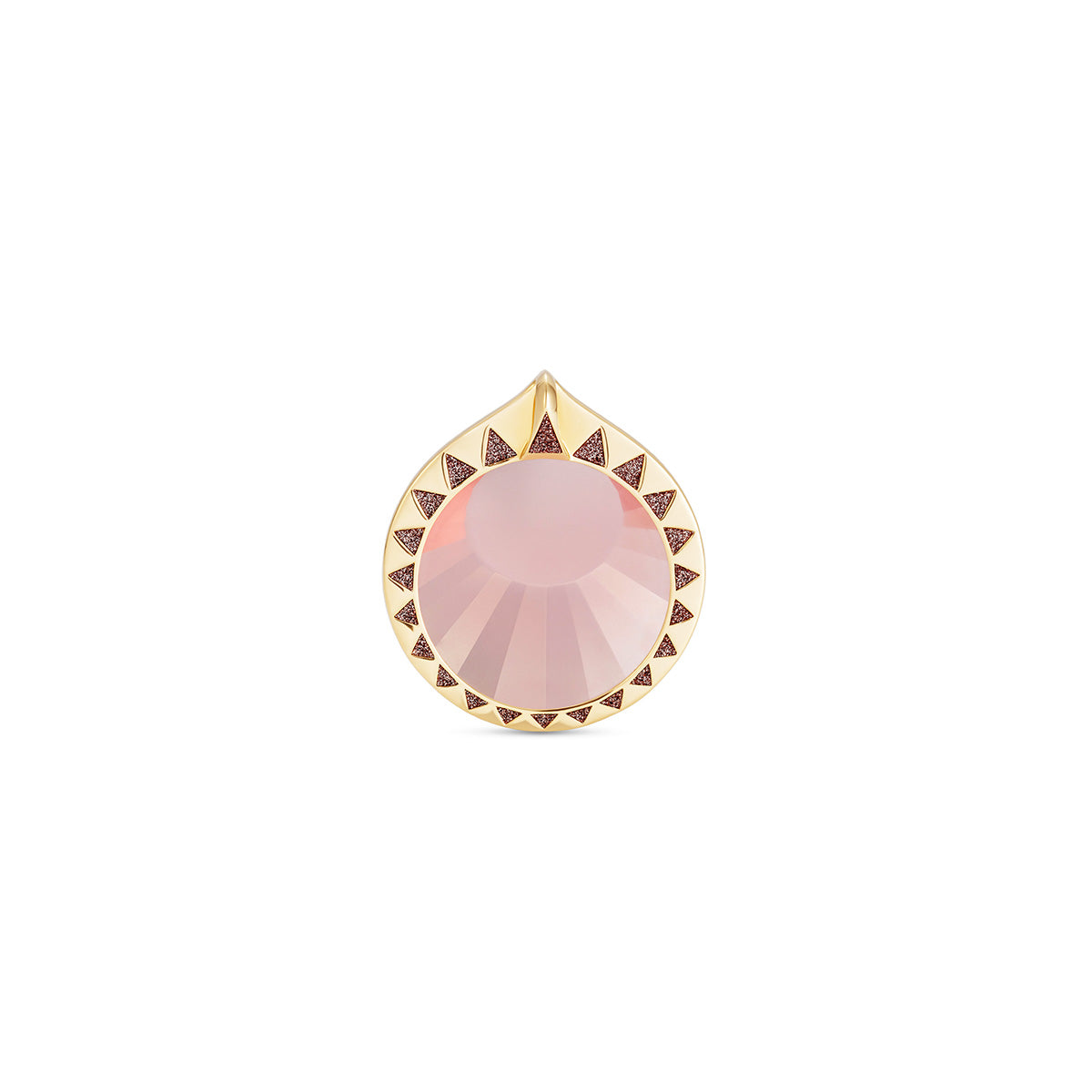 Noor Fares 18K Yellow Gold Rose Quartz Pendant with Coloured Sapphire Pavé and Pink Glitter Enamel