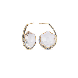 Noor Fares Rock Crystal Dress Earrings with Diamond Pavé.  Edit alt text