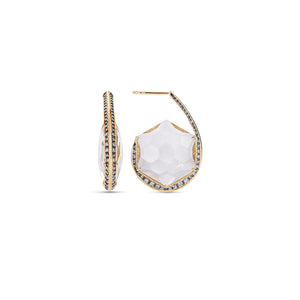 Noor Fares Rock Crystal Dress Earrings with Diamond Pavé.  Edit alt text