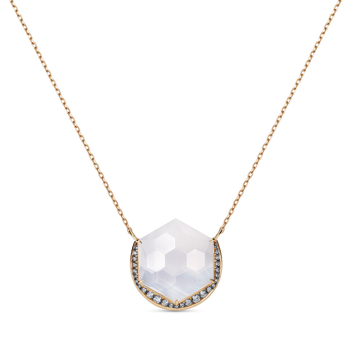 Noor Fares Blue Moon Quartz Necklace with Diamond Pavé  on a 45cm chain