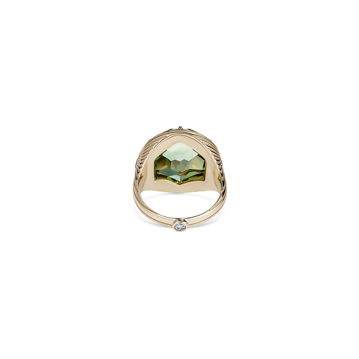 Noor Fares Green Amethyst Ring with Coloured Sapphire Pavé