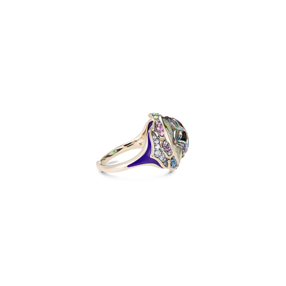 Noor Fares Madhya abalone ring with sapphires and diamonds