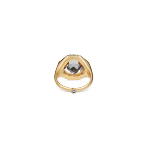 Noor Fares Octagonal Rock Crystal Ring with Coloured Sapphire Cabochon Pavé