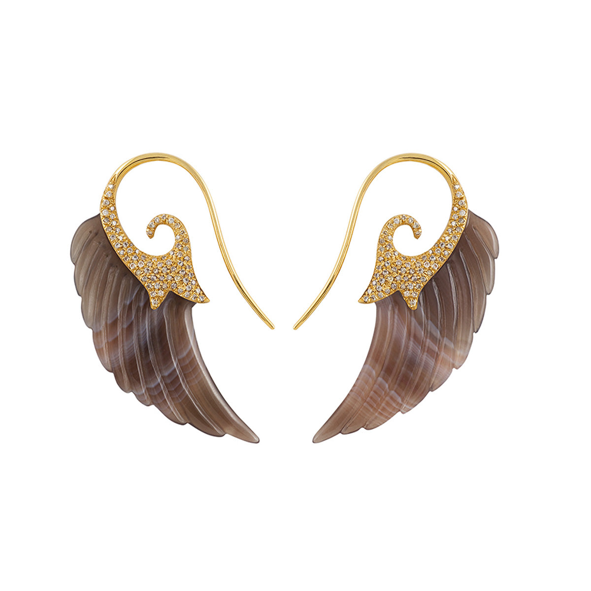 Agate & Diamond Wing Earrings