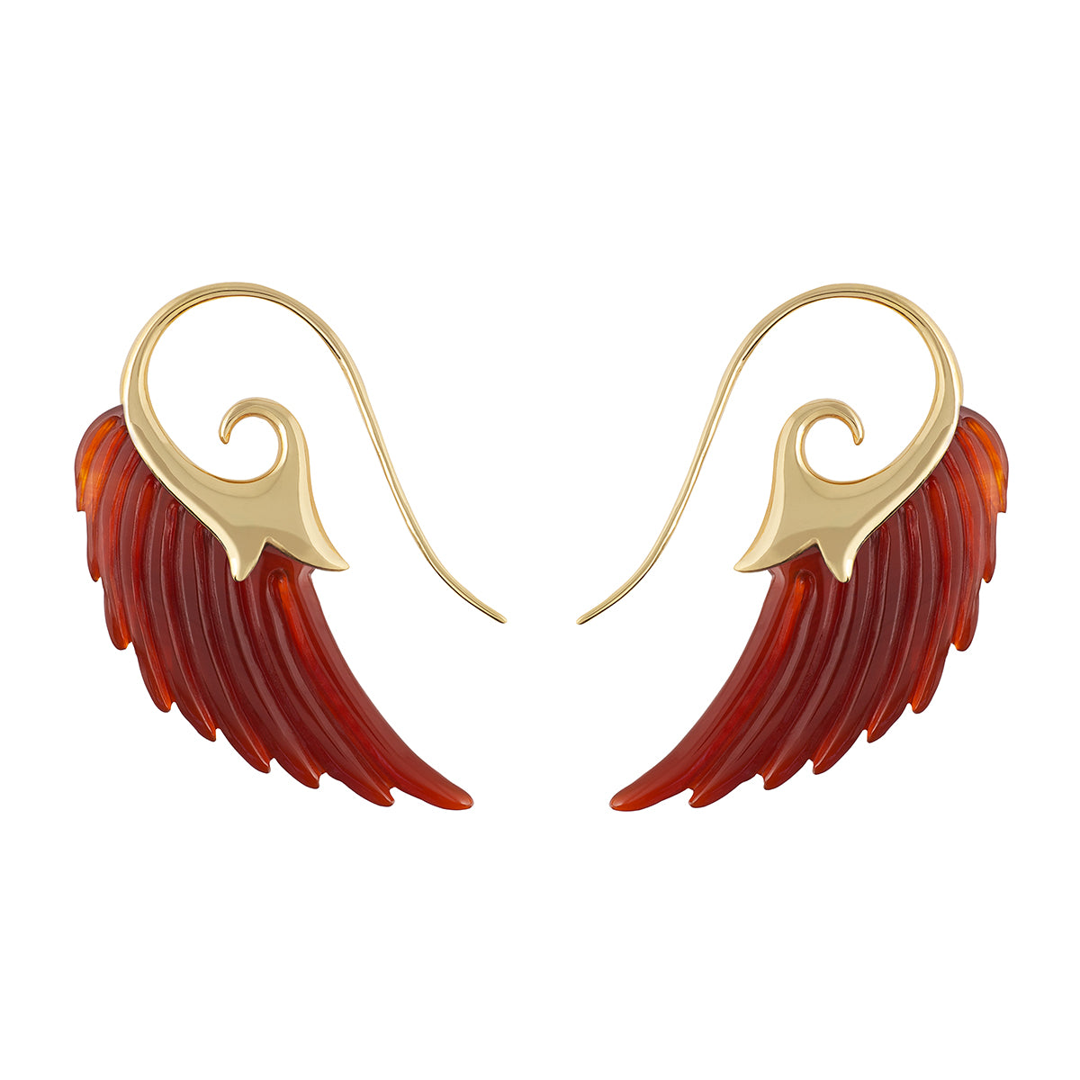 Noor Fares 18K Yellow Gold Carnelian Wings Earrings