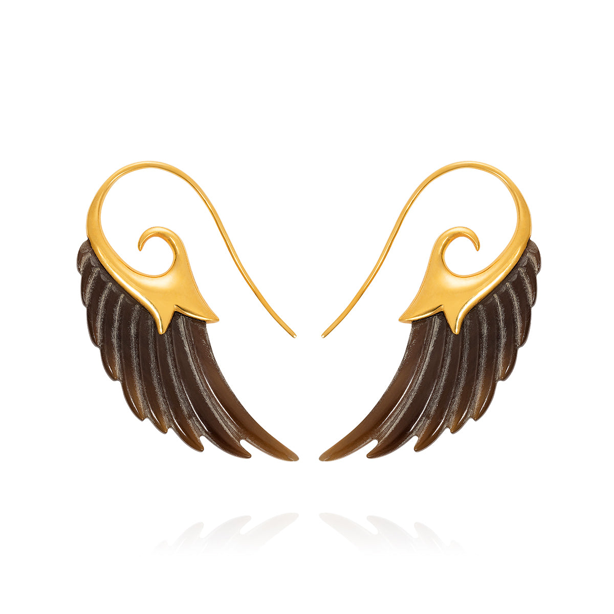 Dark Horn Wing Earrings