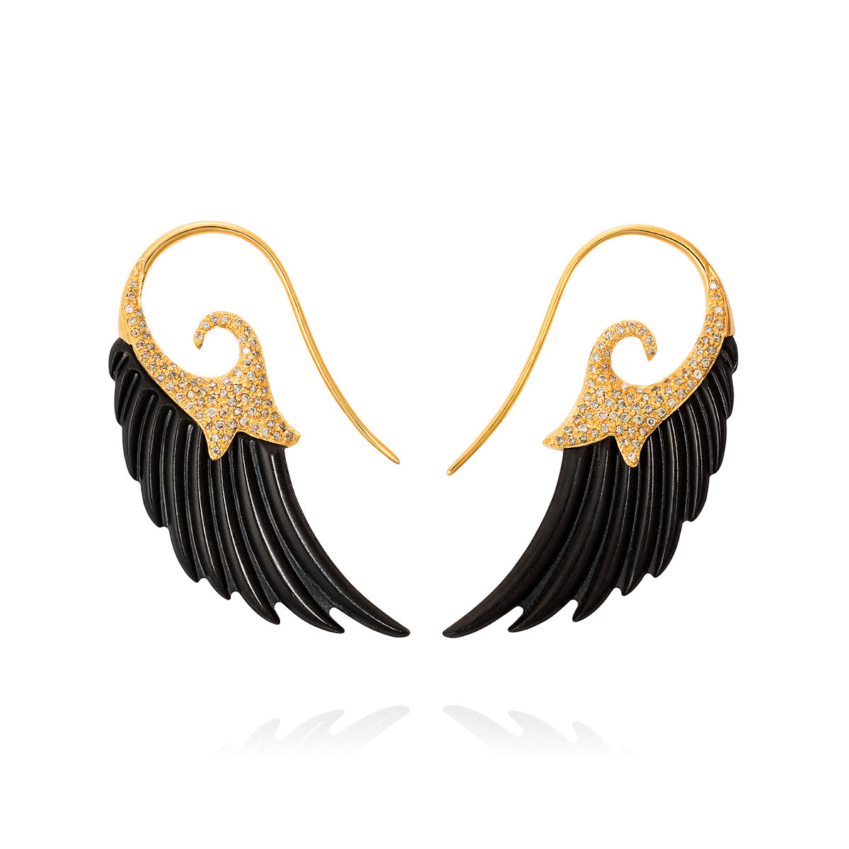 Ebony & Diamond Wing Earrings