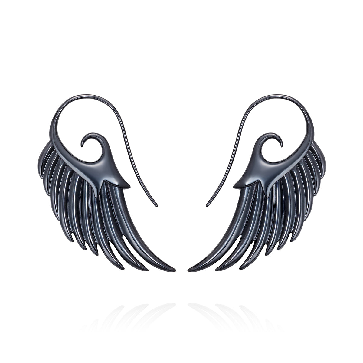 Noor Fares 925 Sterling Silver E-Coated Black Wings Earrings 