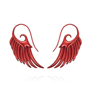 Noor Fares 925 Sterling Silver E-Coated Burnt Red Wings Earrings 