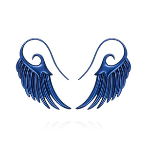 Noor Fares 925 Sterling Silver E-Coated Dark Blue Wings Earrings 