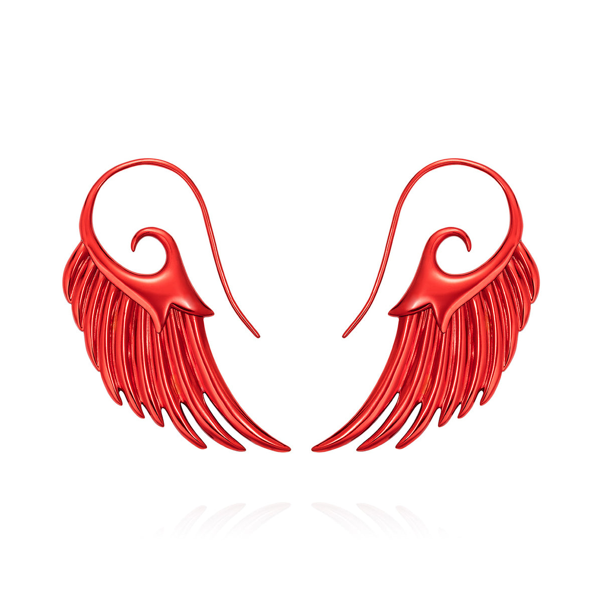 Noor Fares 925 Sterling Silver E-Coated Red Wings Earrings 