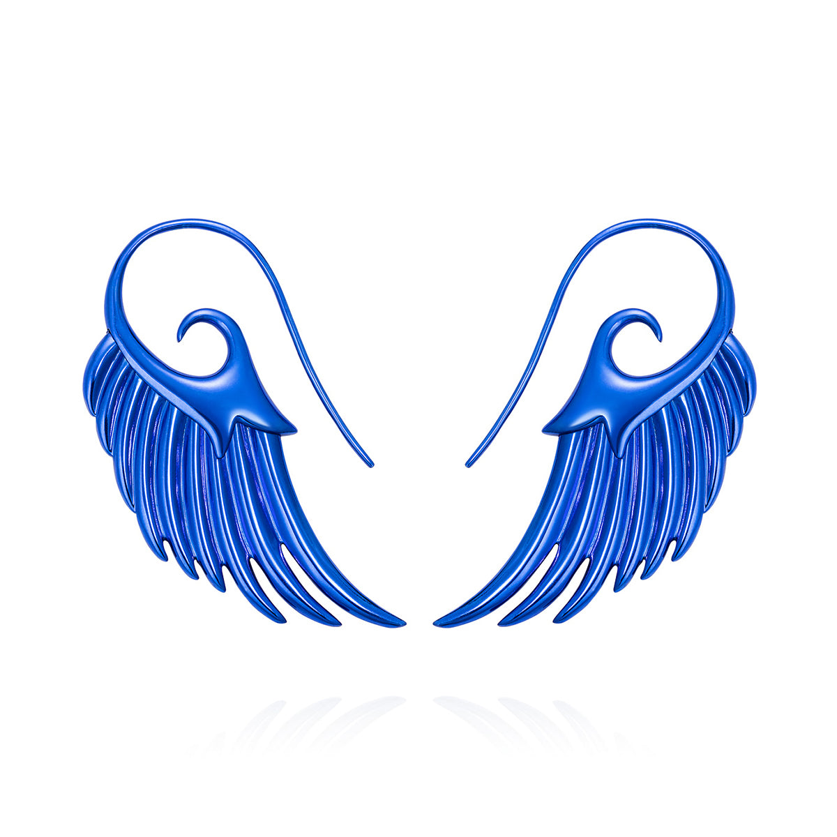 Noor Fares 925 Sterling Silver E-Coated Electric Blue Wings Earrings 