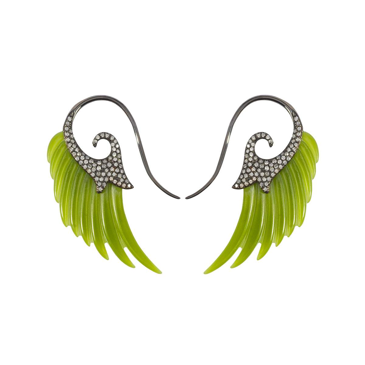 Jade & Diamond Wing Earrings