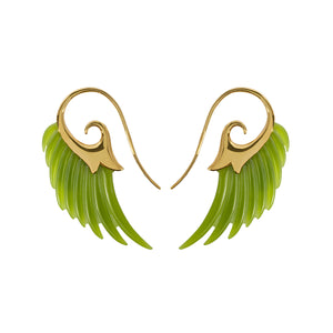 Noor Fares 18K Yellow Gold Jade Wings Earrings 