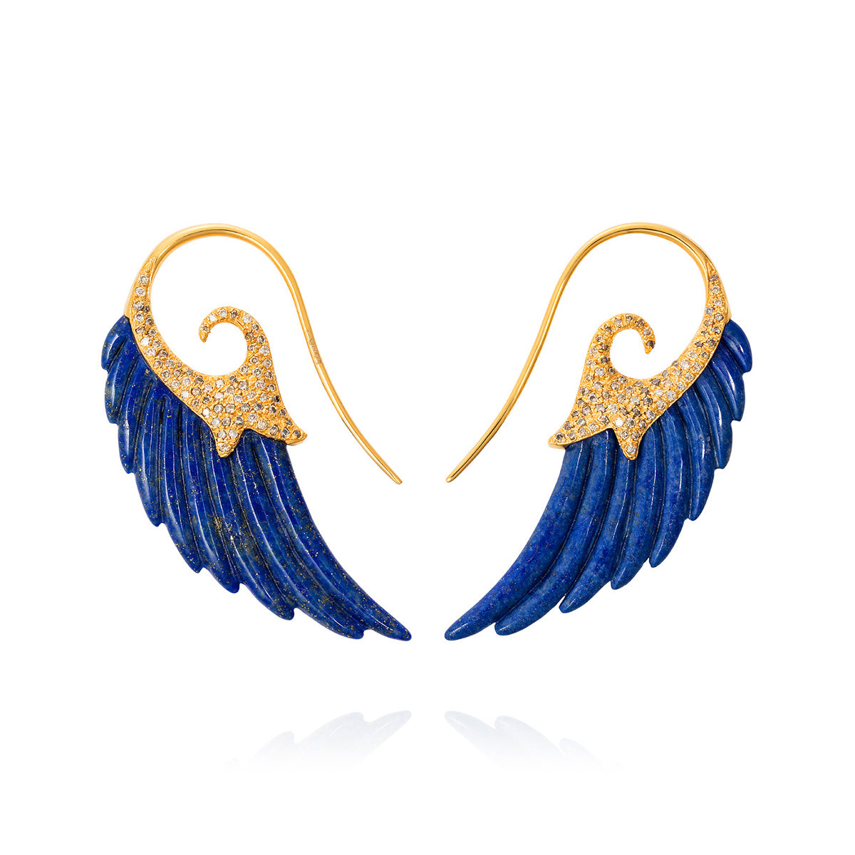 Lapis & Diamond Wing Earrings