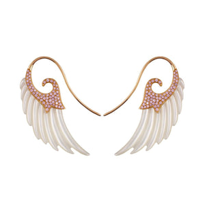Mother of Pearl & Pink Diamond Wings Earrings