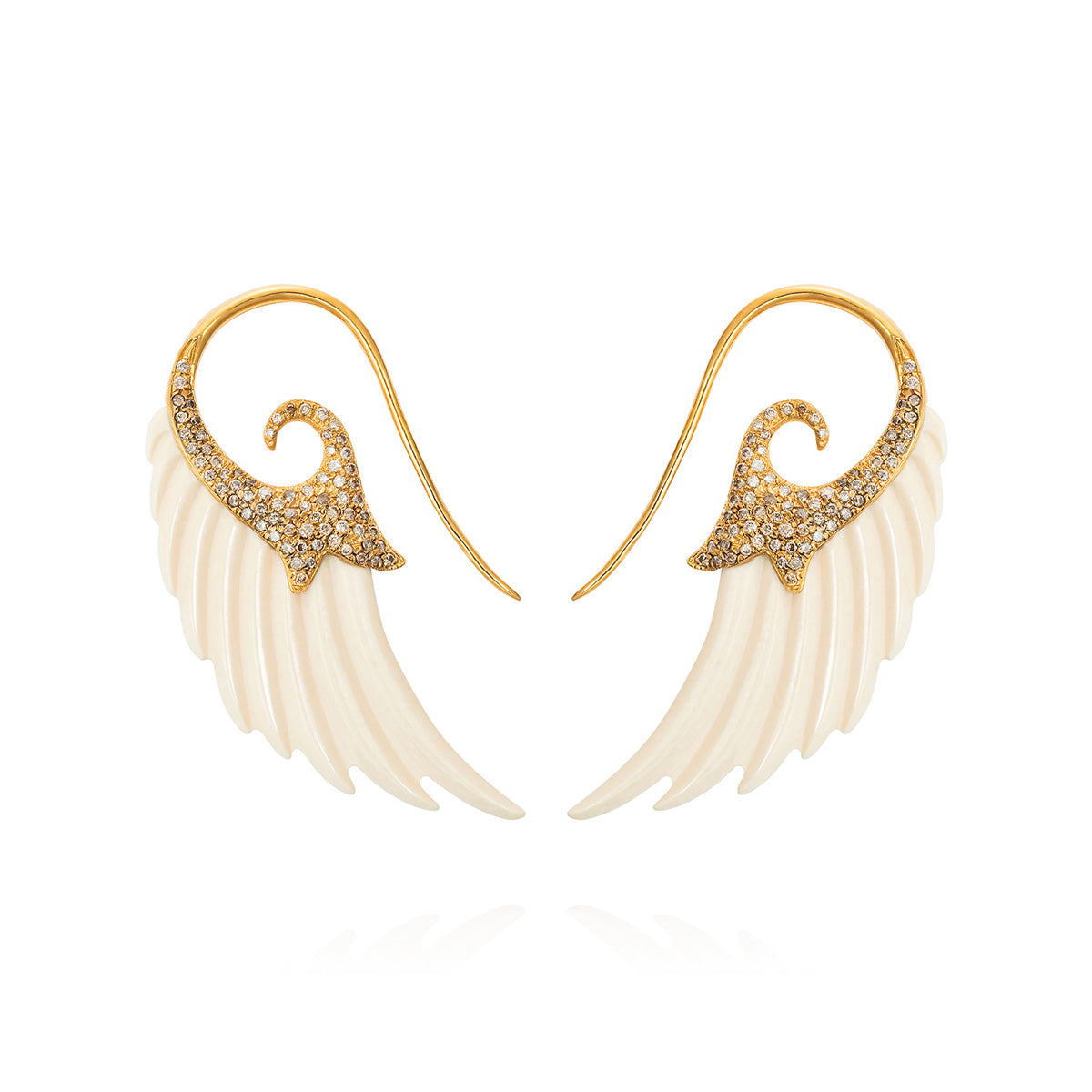 Mammoth & Diamond Wing Earrings