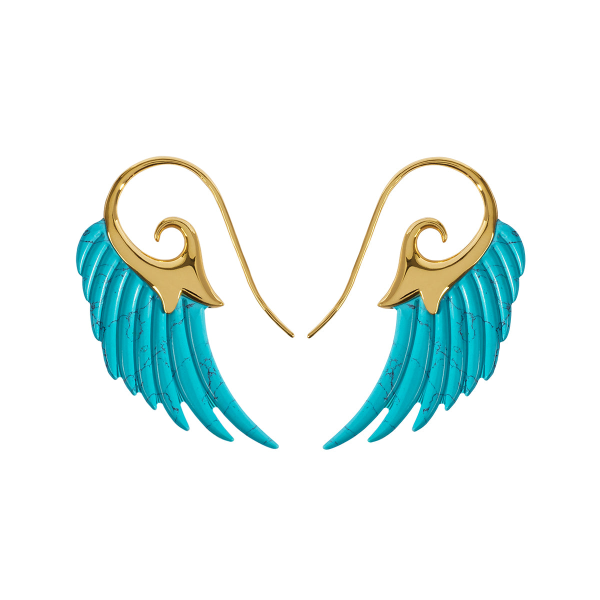 Noor Fares 18K Yellow Gold Turquoise Wings Earrings 