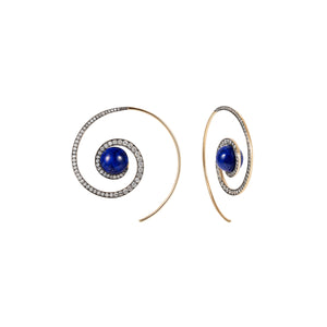 Noor Fares lapis lazuli spiral moon earrings