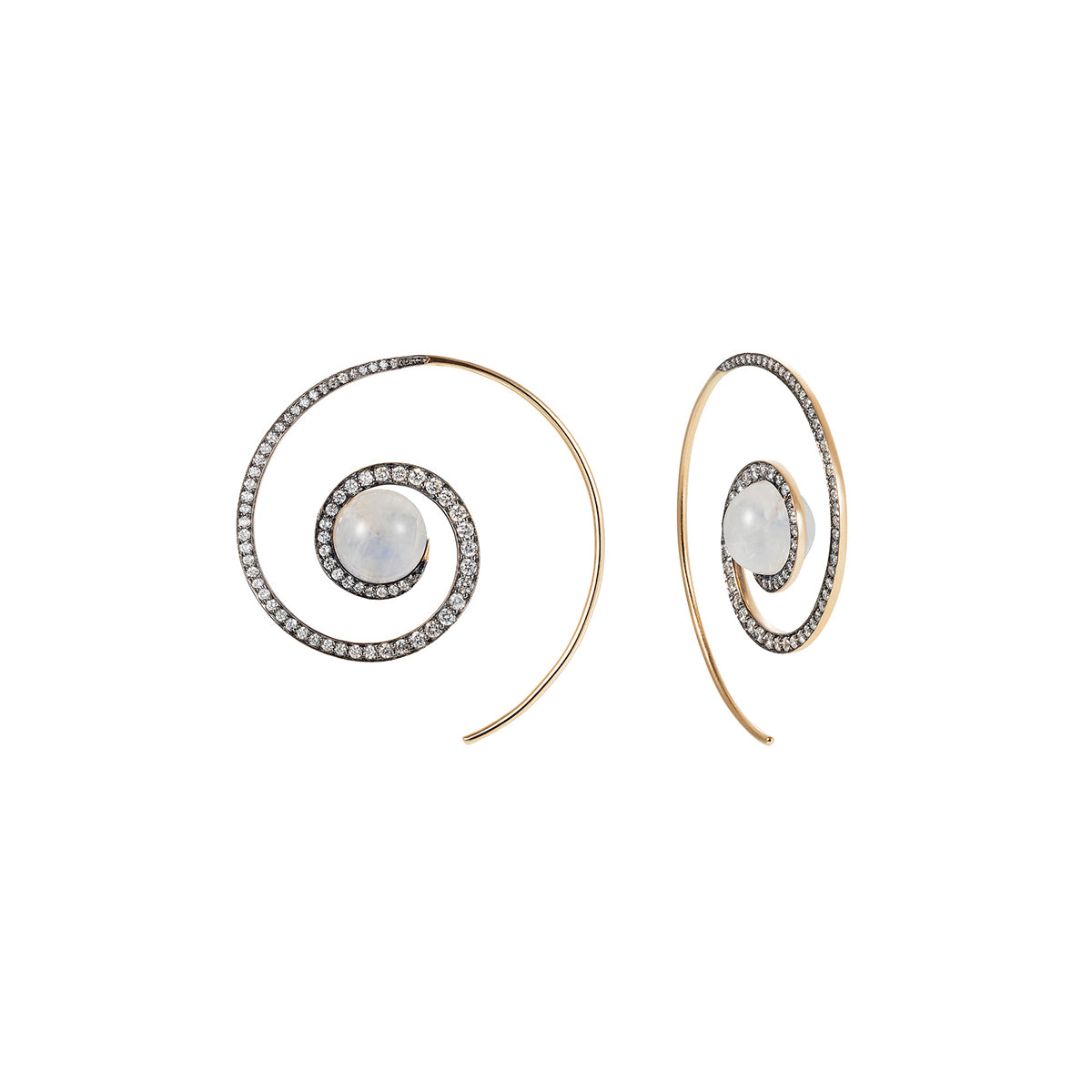 Noor Fares moonstone spiral moon earrings