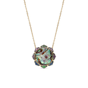Noor Fares Abalone Chrome Tourmaline Coloured Sapphire Madhya Pendant Front