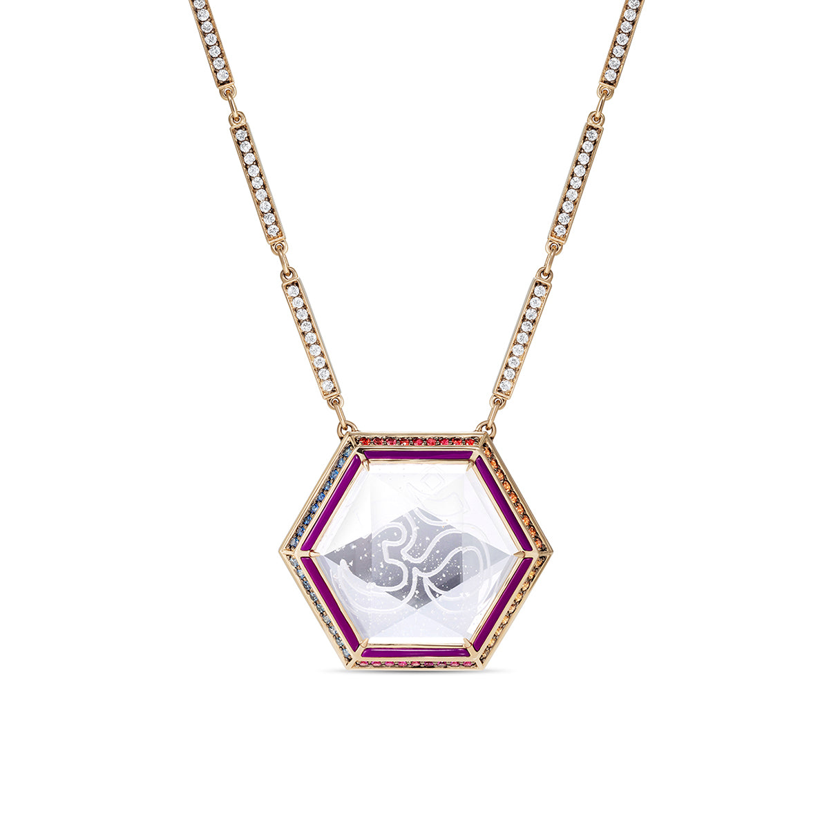 Noor Fares bespoke rock crystal pendant with diamond