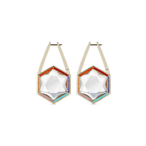 Noor Fares Bespoke Sahasrara crystal sapphire diamond earrings front