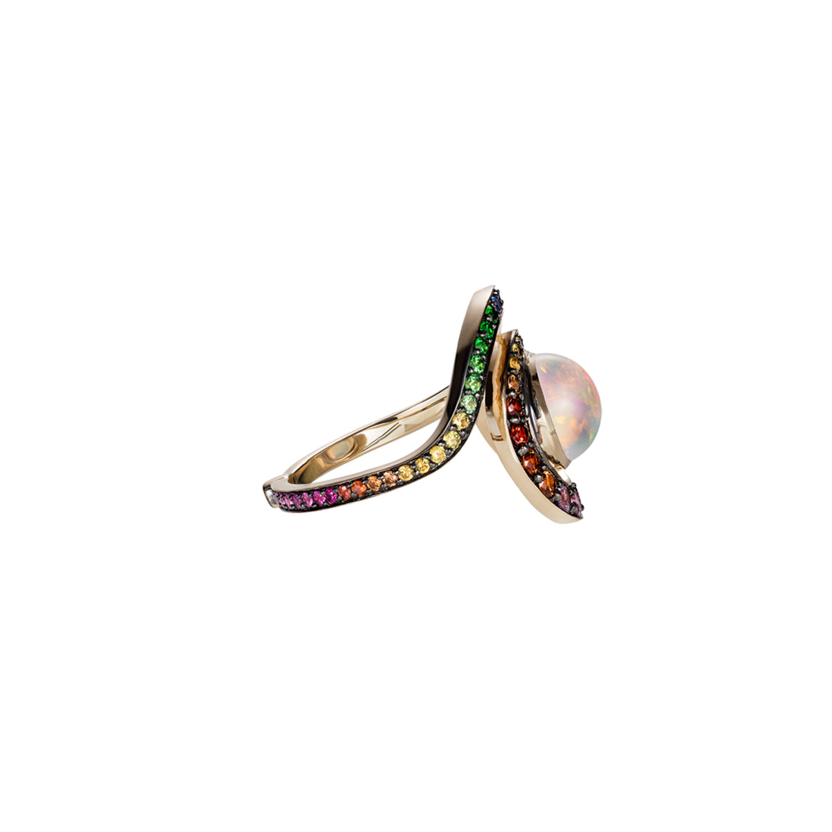 Noor Fares Rainbow Planet Spiral Opal Ring