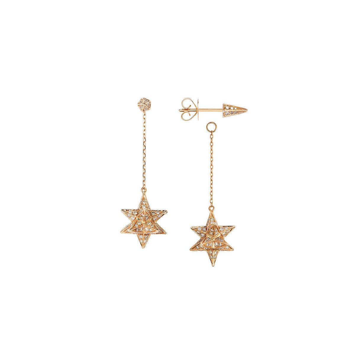 Rose Gold Merkaba Drop Earrings