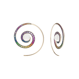 Noor Fares Rainbow Spiral Moon Earrings