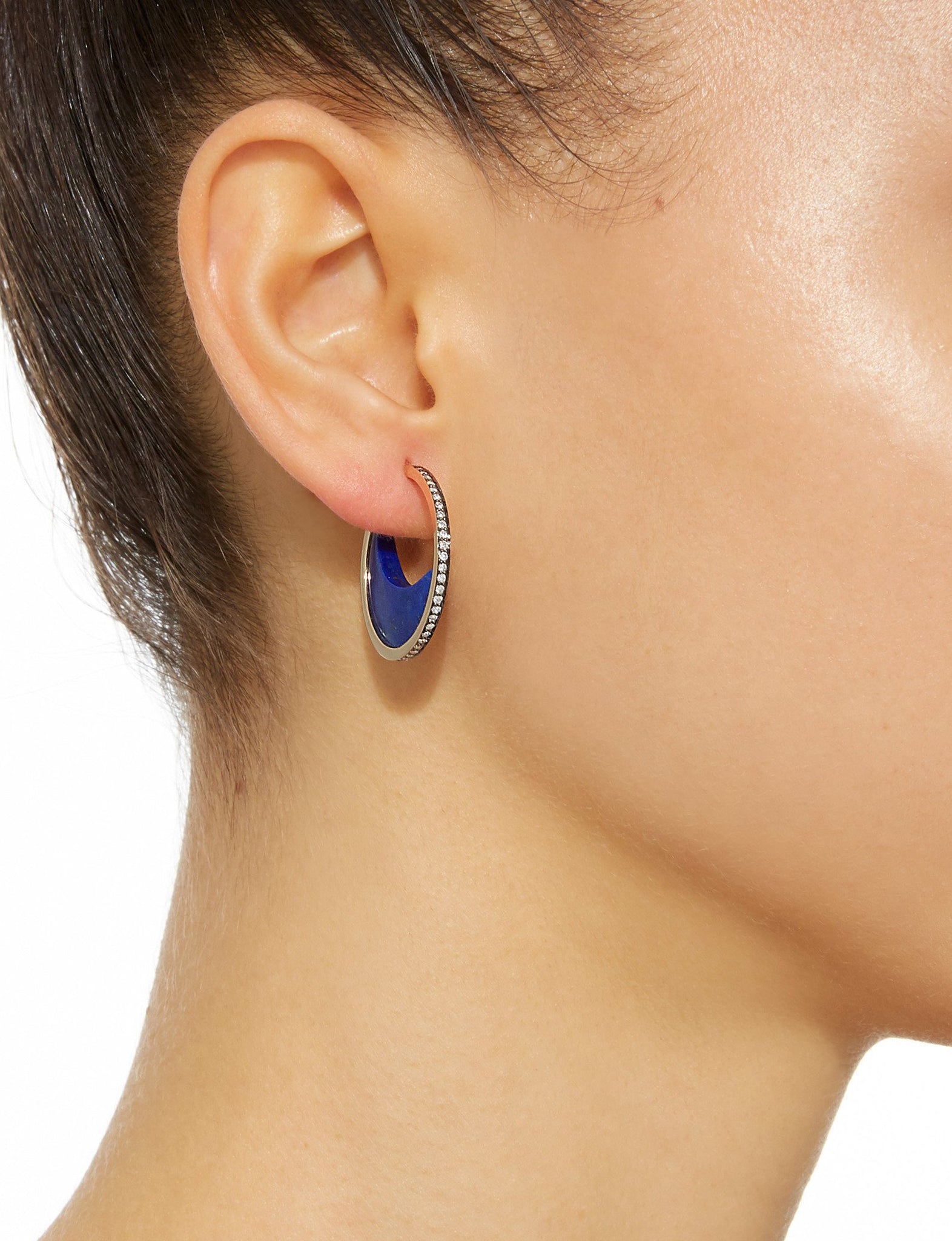 Noor Fareslapis lazuli crescent earrings